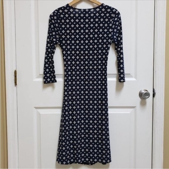 Ralph Lauren Navy and White Geometric 3/4 Sleeve Dress - Picture 3 of 4